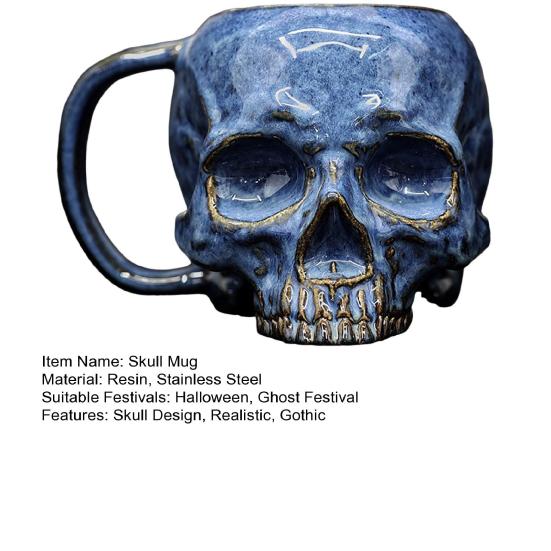 Hrnek Lebka Nerezová Ocel Lidská Lebka Hrnček na Kávu Strašidelný Zombie Pivní Krýgl Korbel Čajový Šálek Halloweenská Hororová Tematická Párty Dárek pro Muže