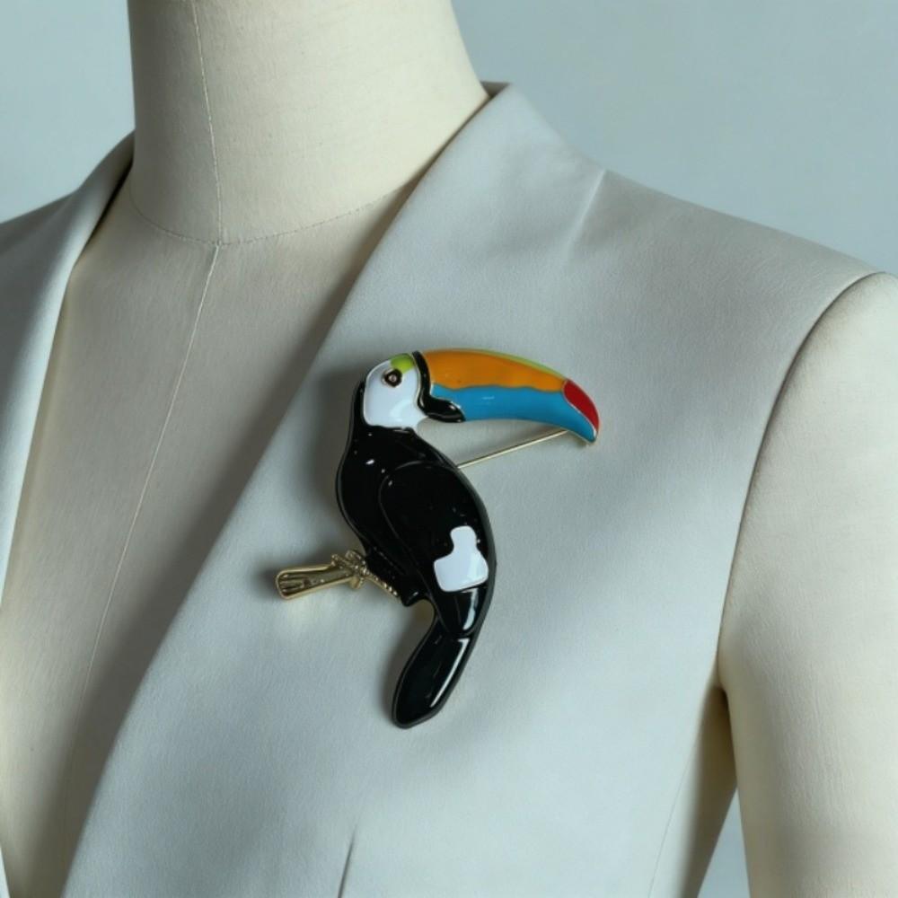 Oil-drip Design Parrot Earrings Adjustable Animal Lapel Pin Unisex Jewelry Scarf Accessories