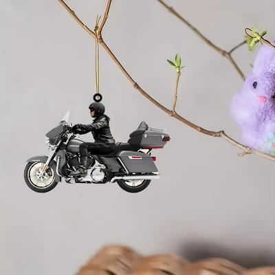 Motorradfahrer-Anhänger aus Acryl, flach, 2D, geeignet für Autospiegel, Heim- und Außendekoration, Rucksack, Schlüsselanhänger