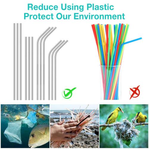 Kiemeu Reusable Dishwasher Safe Stainless Steel Metal Straws for 20oz and 30oz Tumblers