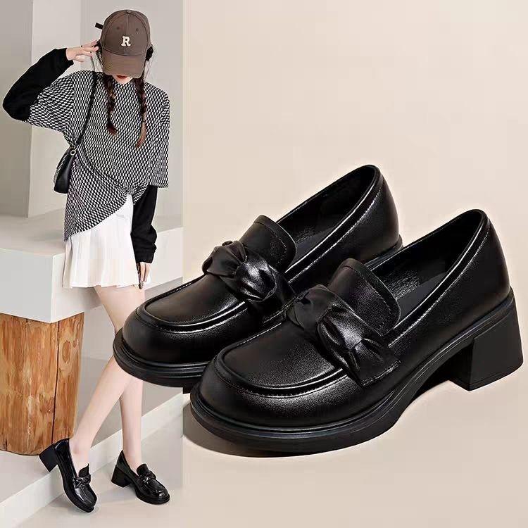 High Heels Round Toe Loafers Shoes for Women Spring and Autumn Lastest With Discount Quality Popular Korean Style 39 Woman Pumps