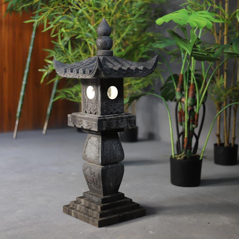 Antique Bluestone Courtyard Lantern: Outdoor Landscape Stone Lamp in New Chinese Style