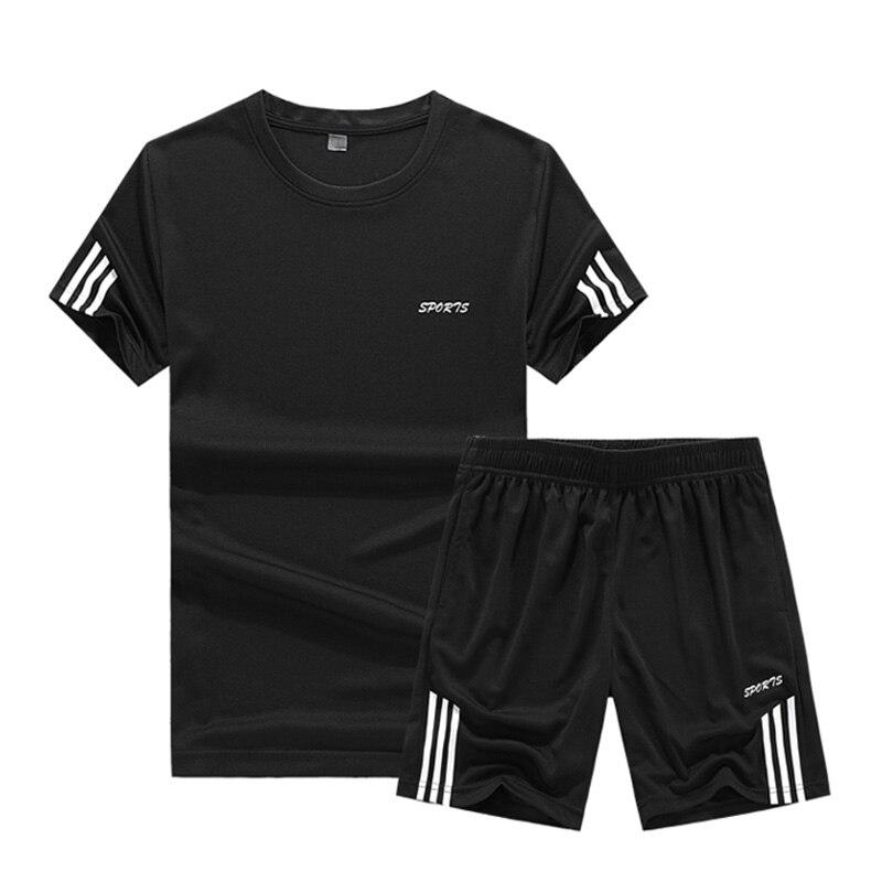 Summer Set Men Casual Two Pieces Suit Short Sleeve T-shirt & Shorts Sets Male Streetwear