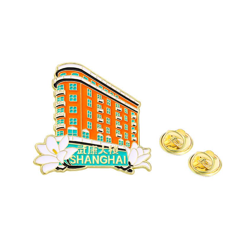 Original Cultural Creative Shanghai Attraction Commemorative Brooch Wukang Building Yu Garden The Bund Alloy Enamel Badge