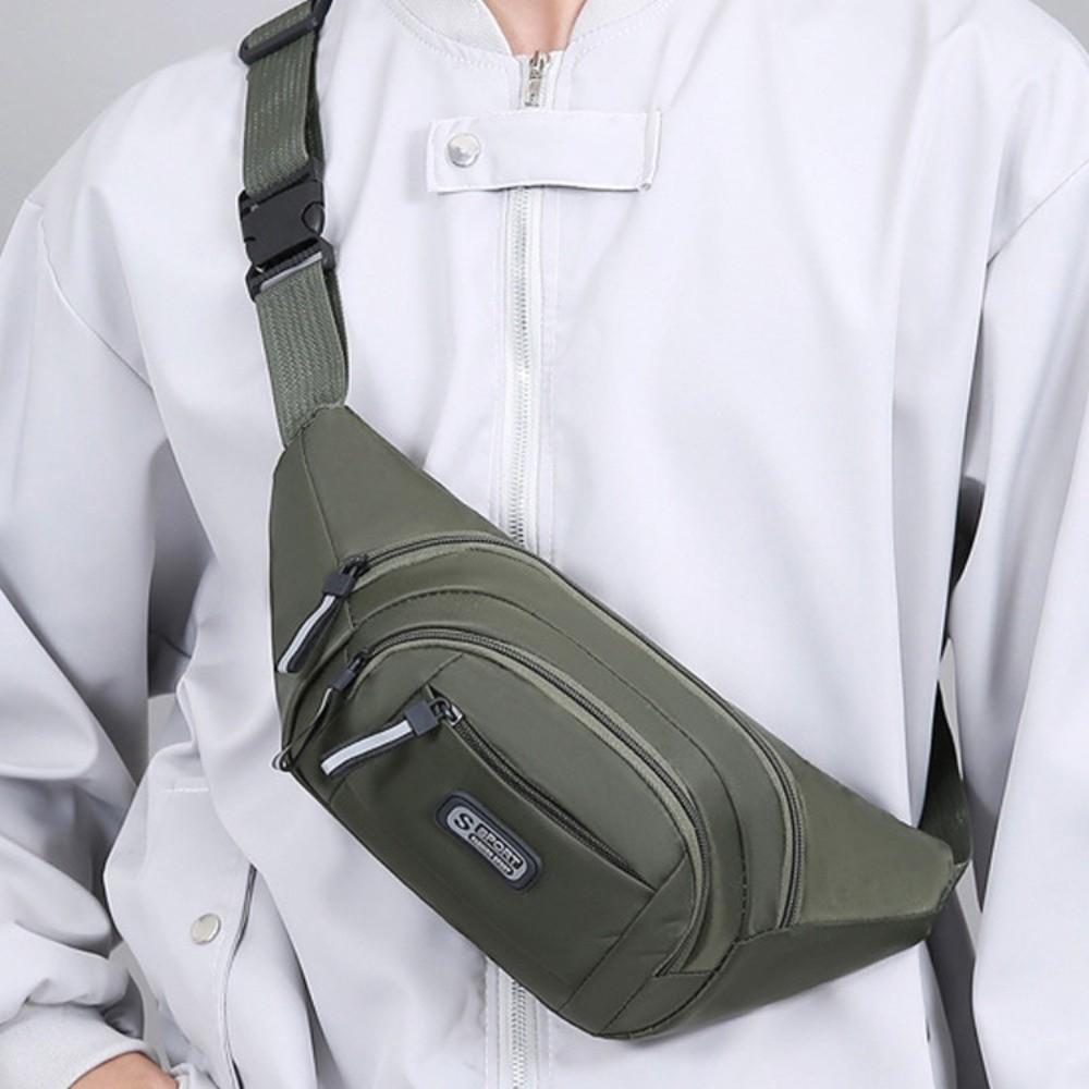 Wear-resistant Men Chest Bag Large Capacity Sports Walking Bag Zipper Mobile Waist Bag  Sport