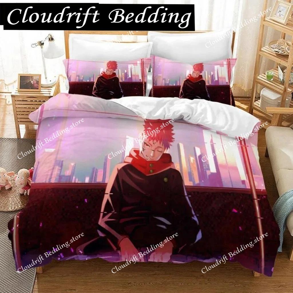 Jujutsu Kaisen Japan Anime 3D Gedrucktes Bettwäsche-Set King Bettbezug Kissenbezug Deckenbezug Bettwäsche Bettbezüge