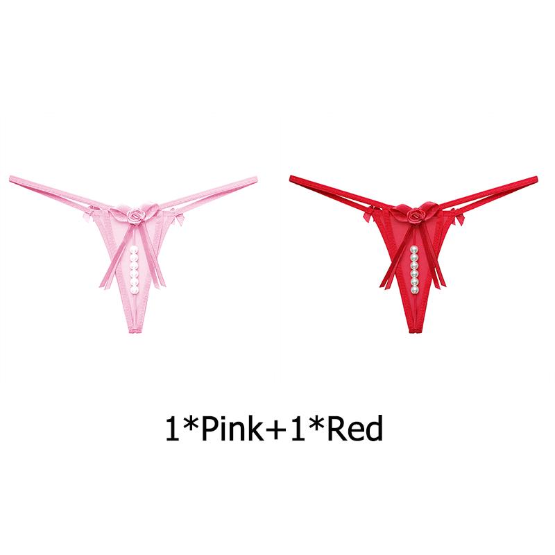 Sexy Bow Beading Lingerie Female Underwear Women's Panties Solid Low Waist G-string Thongs Ladies