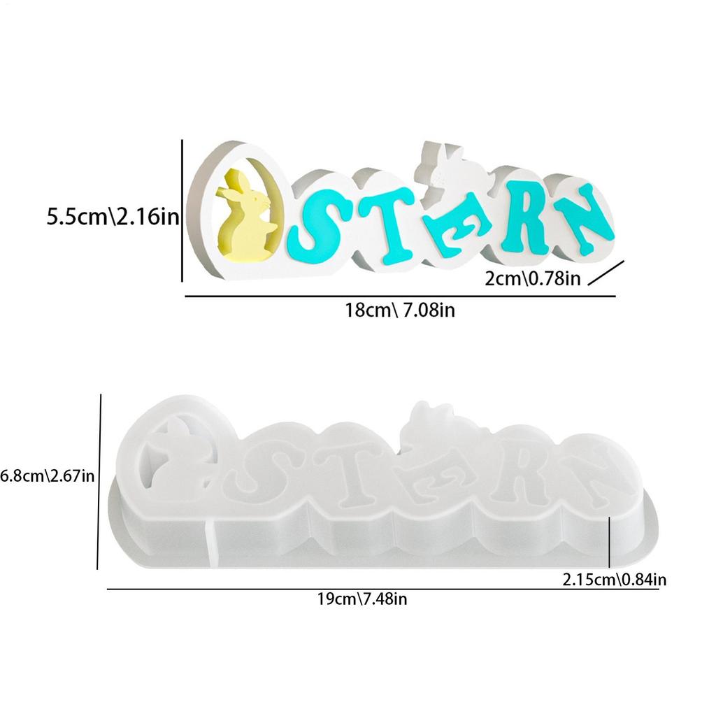 Easter Silicone Molds Silicone Rabbit Letter Crafting Mould Holiday Ornament Molds For Art Resin Plaster Easter Decor Ornament