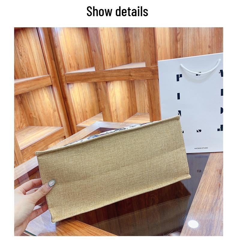 Damen Jute Tragetasche - Große Kapazität Leinen Lunch- & Einkaufstasche