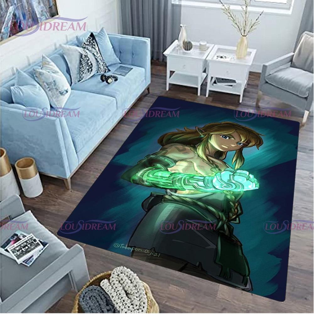 Cartoon Link-zalda Game Print Play Game Area Rug Sponge Washable Mat Bedroom Floor Mat Non-slip Bathroom Carpet Mat Door Carpet