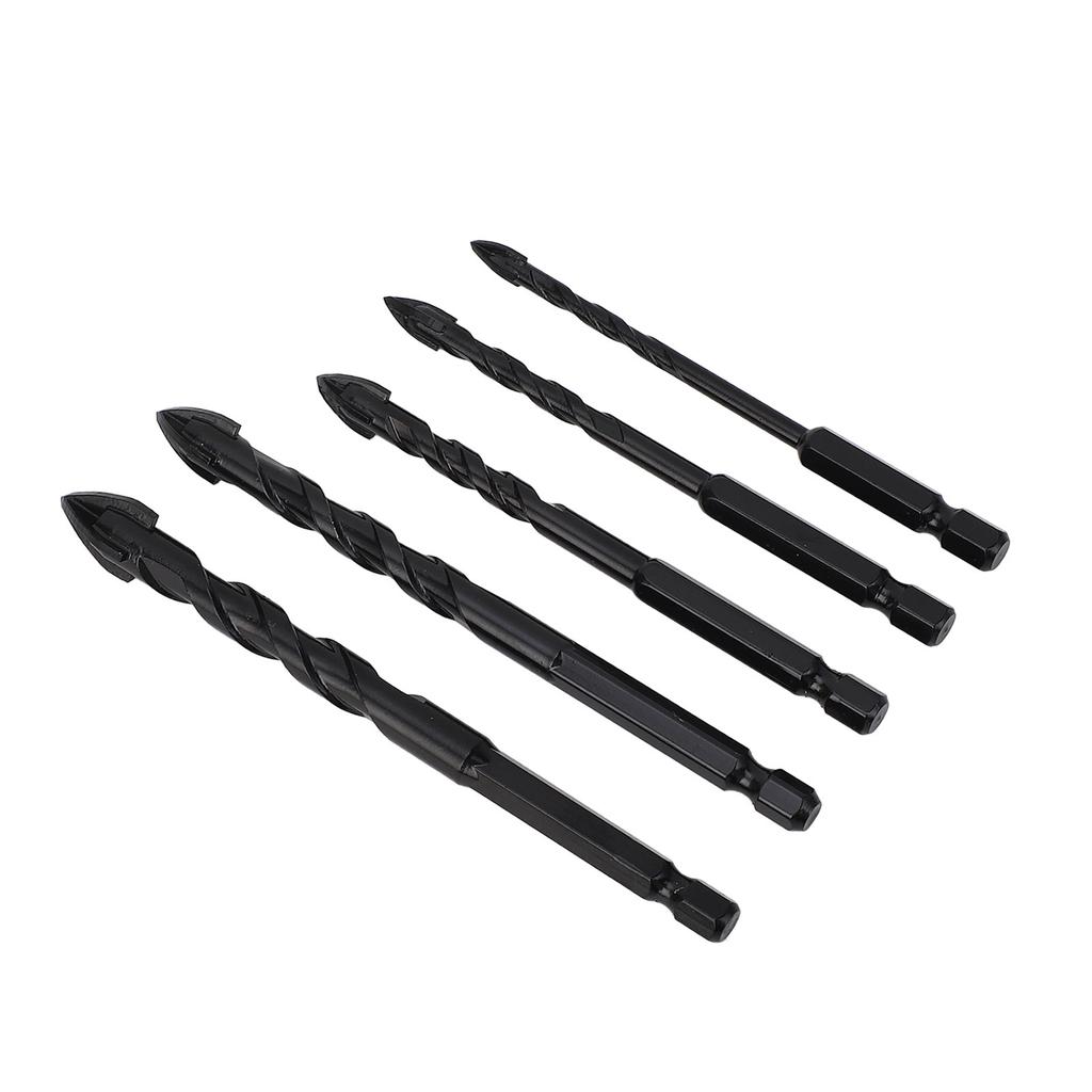 5PCS Set Masonry Drill Bits Cemented Carbide 1/4 Inch Hex Shank Professional Concrete Drill Bits Type 1/2