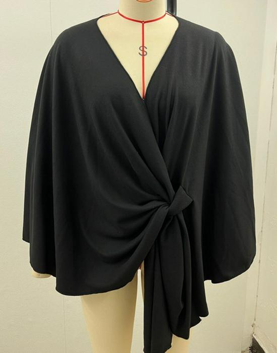Women's Elegant Solid Color Shawl Cape Coat 2024