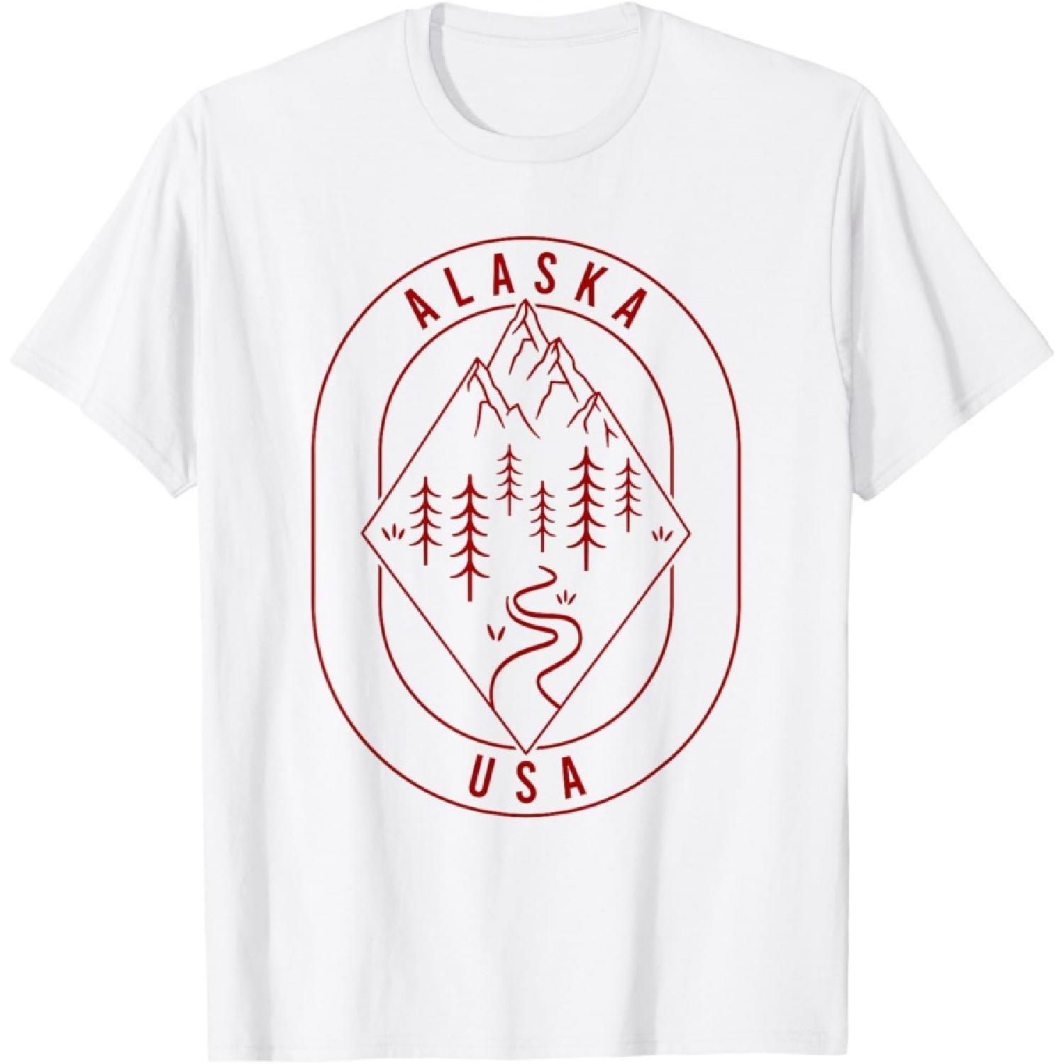 Alaska Mountains USA Hiking Outdoors Minimal T-Shirt XXXXXL белый