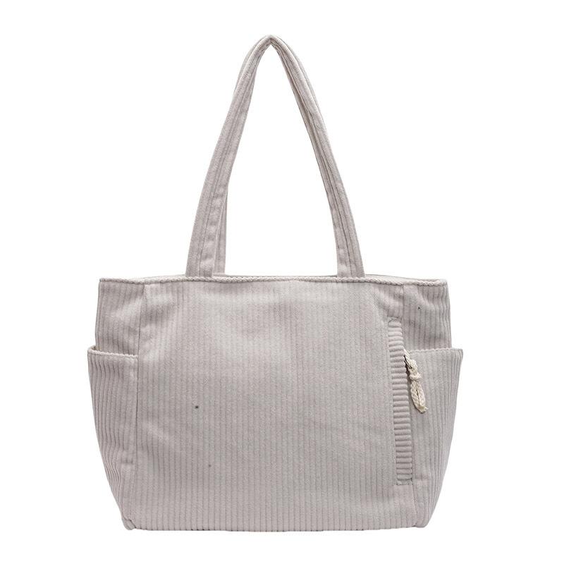 Today's popular retro corduroy shoulder bag fashionable large-capacity student class bag women's simple solid color tote bag