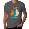 Silly Chickens In Scarves And Santa Hats Tshirt Holiday Casual Short Sleeve Top