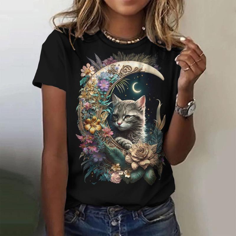 Coelhinho Branco Macio Impresso em 3D Moda Y2k Mulheres Camiseta Básica Elegância Vintage Manga Curta Elegante Casual Confortável