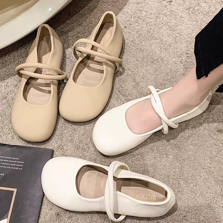 Evening Wind Gentle Shoes Girl 2025 New Fairy Wind with Skirt Mary Jane Single Shoes Flat Bottom Round Head Doudou Shoes