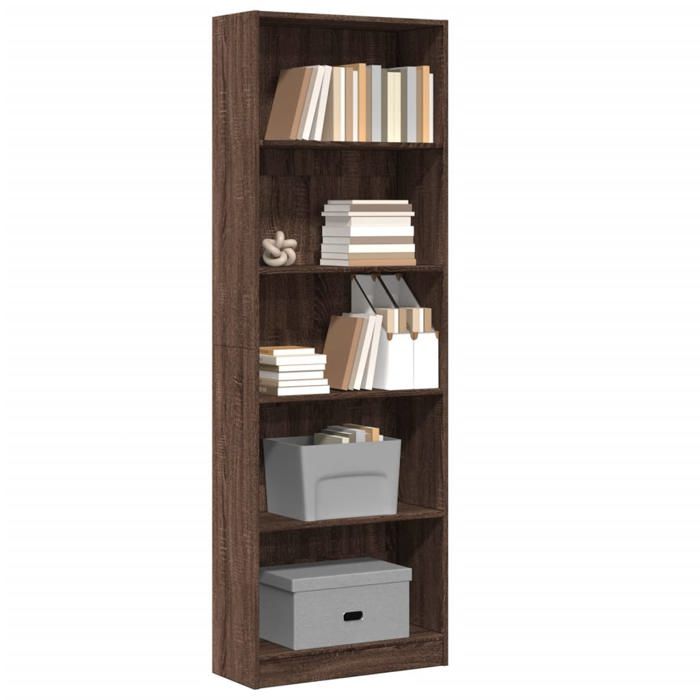 VidaXL Bibliothèque chêne marron 60x24x176 cm bois d'ingénierie, étagère à livres, porte-livres, support à livres, armoire 857827
