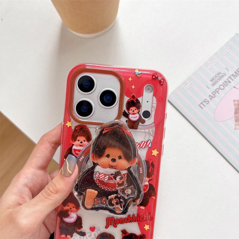 Magnetyczne etui Monchhichi z czerwoną obwódką na iPhone 17/16 Pro Max/15/14