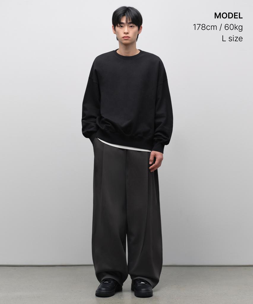 MUSINSA STANDARD Double Knit One-Tuck Wide Lounge Sweatpants [Dark Gray]