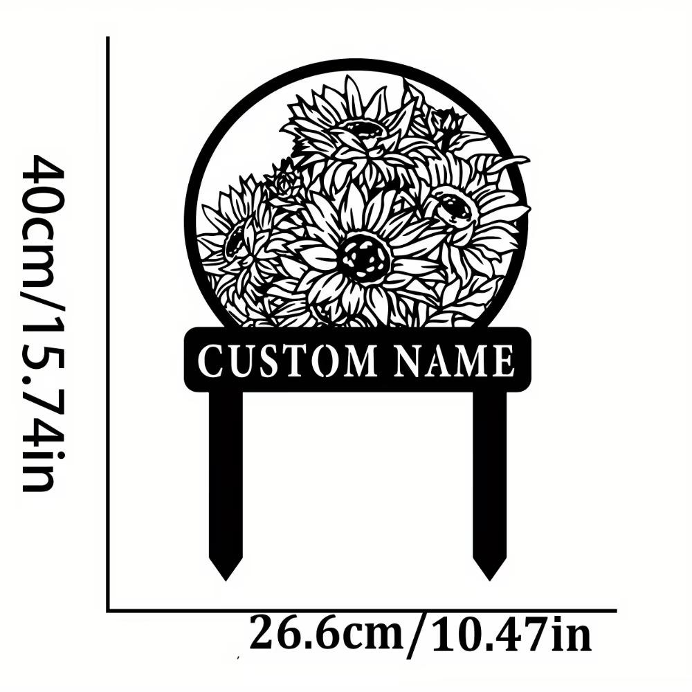 Custom Art Deco Sunflower Metal Sign Floor Decor Durable Landscape Ornament