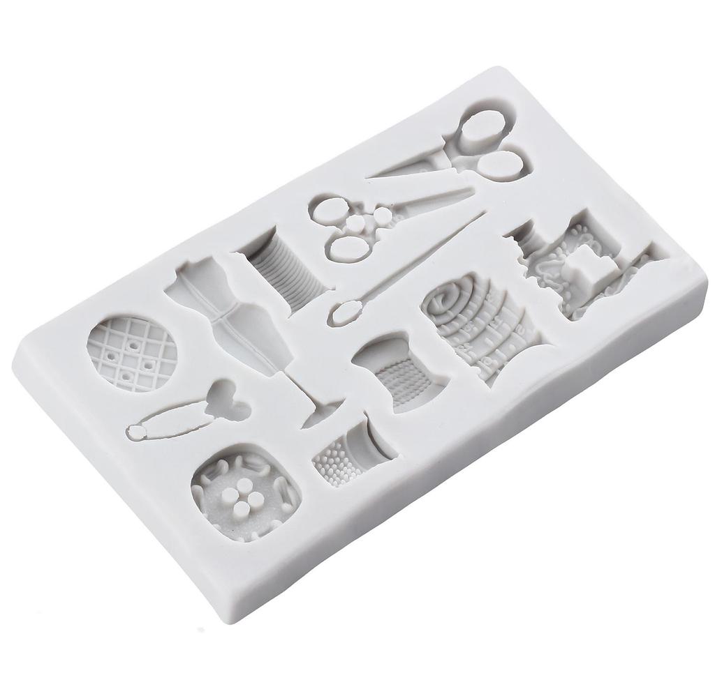 Sewing Tools Silicone Molds Scissors Button Sewing Designer Clothes Fondant Mold Cake Decorating Tools Cupcake Topper Candy Chocolate Gumpaste Mold