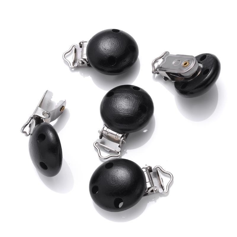 10Pcs Baby Pacifier clips 30mm Round Wooden Dummy Nipple Holder Clip for DIY Nursing Pacifier Chain Teething Toy Accessories