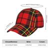 Custom Red Black Tartan Check Scottish Pattern Baseball Cap Unisex Snapback Hat Washed Oxford Caps Retro Sun Visor Peaked Cap