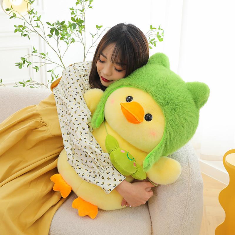 Cute Plush Duck Toy Transformed Duck Doll With Hat Duck Pillow Children Girls Birthday Gift