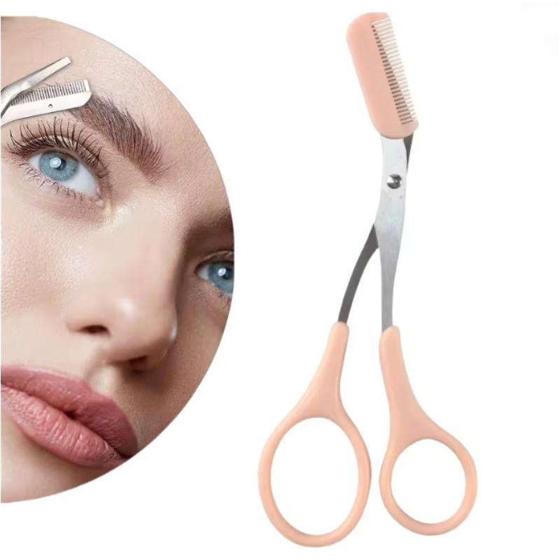 1pcs Eyebrow Trimming Scissors with Built-in Comb - Stainless Steel, Precise Grooming Tool, Creating Perfect Eyebrows