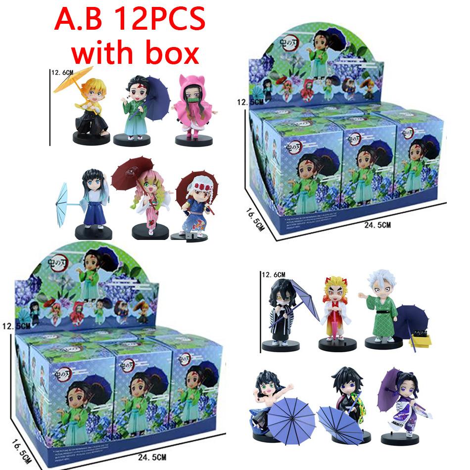 Anime Genuine Demon Slayer Action Figure Plum Rain Series Kochou Shinobu Tomioka Giyuu Kanroji Mitsuri Mystery Box Toy Gift