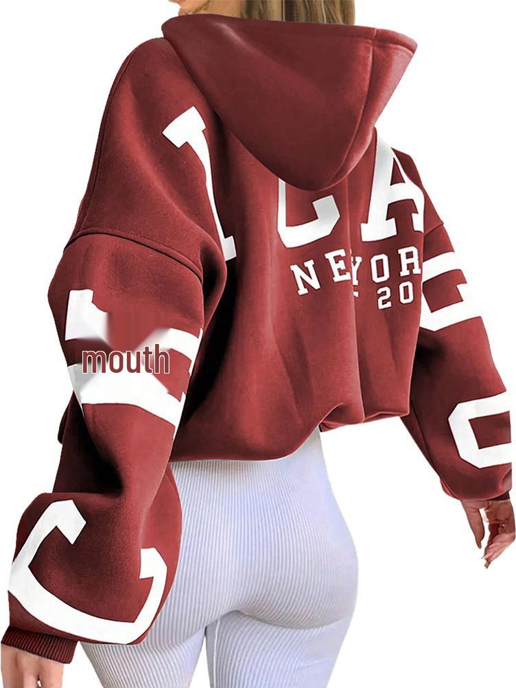 2024 European & American Style Letter Print Hooded Sweatshirt