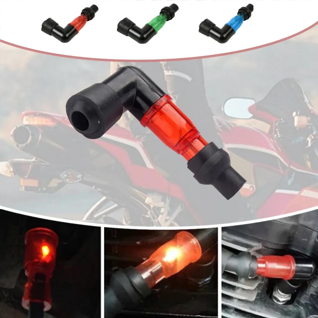 1Pc Universal Motorcycle Accessories Flash Spark Plug Cap Motorcycle Ignition Spark Plug Cap 90Degree Flashing Spark Plug Cap
