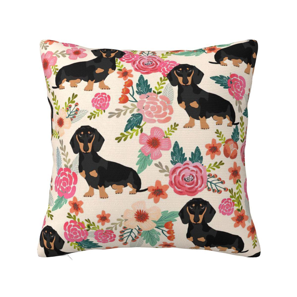 

Dachshund Floral Square Pillow Covers Sofa Dogs Animal Cushion Cover Cute Decor Pillow Cover 4545 30x30cm 12x12in