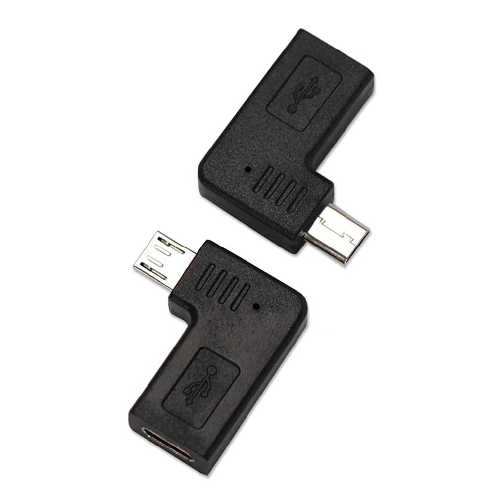 USB 2.0 USB-C data adapter female to Micro  male 5-pin, 90 degree left and right angles