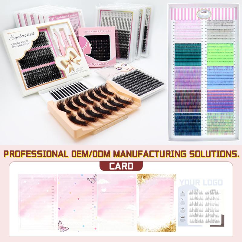 PBT Fibers Handmade Fan Eyelashes DIY for Dense Cluster Spike Bottom Lash 3D Faux Mink Natural Black Press 28 Rows Lashes