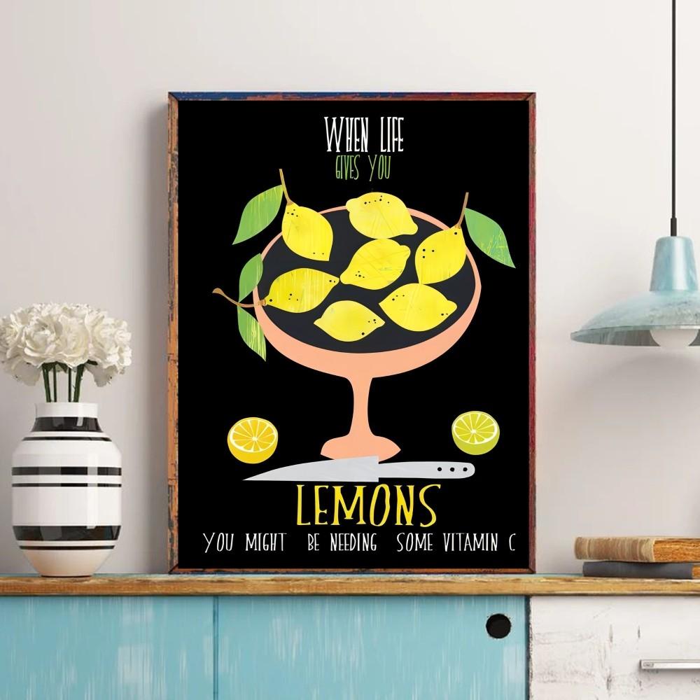 Fruit lemon Vintage Posters Sticky Whitepaper Prints Posters Artwork Posters Wall Stickers