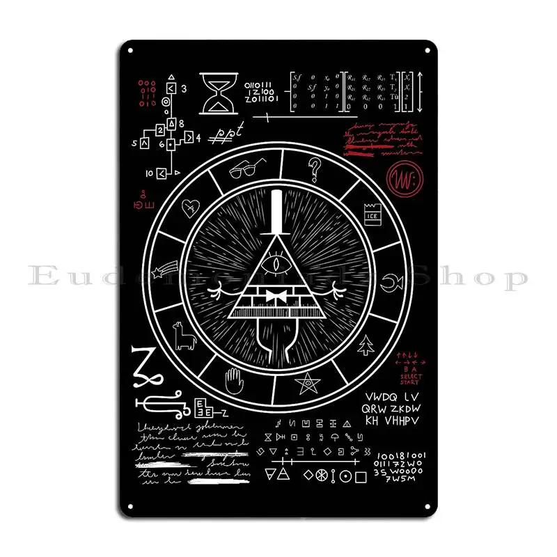 Gravity Gravity Falls Reality is an Illusion bill cipher spell Zodiac Metal Living Room Painting Wall Decor Tin Sign Poster