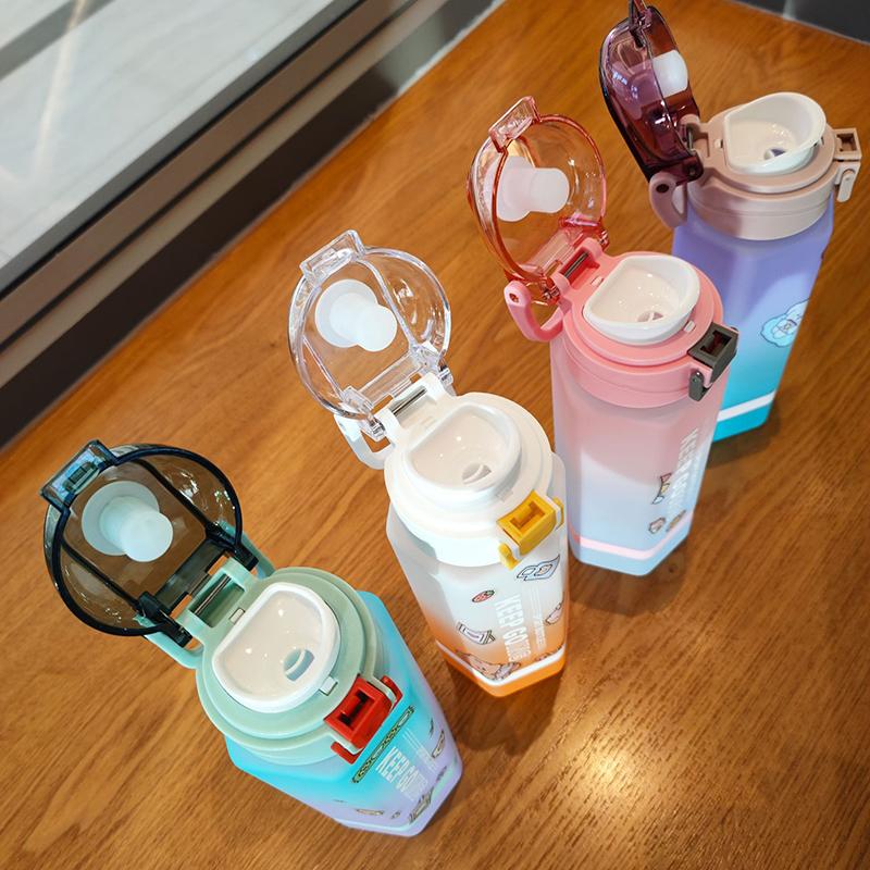 Creative Diamond Frosted Plastic Water Bottle With Tea Strainer Portable Straight Drink Water Bottle With Tea Separation Sticker