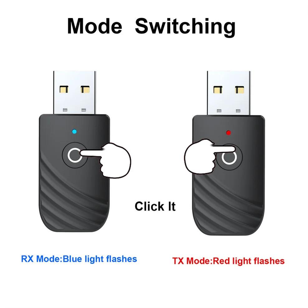 3 In 1 USB Bluetooth 5.0 Audio Receiver Transmitter Apply To Computer TV Adapter Car Dual Output For Speakers Headphones