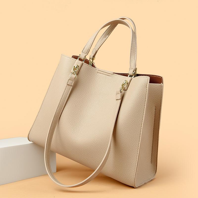 Portable Tote Bag Women's New Large-capacity Shoulder Bag Soft Leather Fashionable and Simple Commuter Messenger Bag