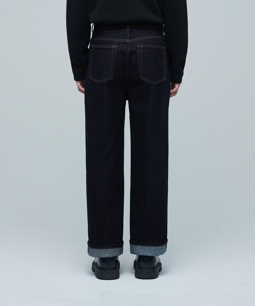 Musinsa Standard One-Tuck Loose Tapered Denim Pants [Deep Indigo]