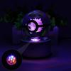 5cm  3D Crystal Ball Pikachu Eevee Mewtwo Carving Model LED Color Light Base Children's Gift Fans Toy Birthday Gift