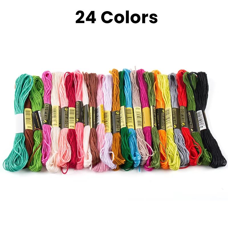 100 Pcs Floss Random Color Cross Stitch Embroidery Thread Rainbow Color Handmade Embroidery Thread for DIY Sewing