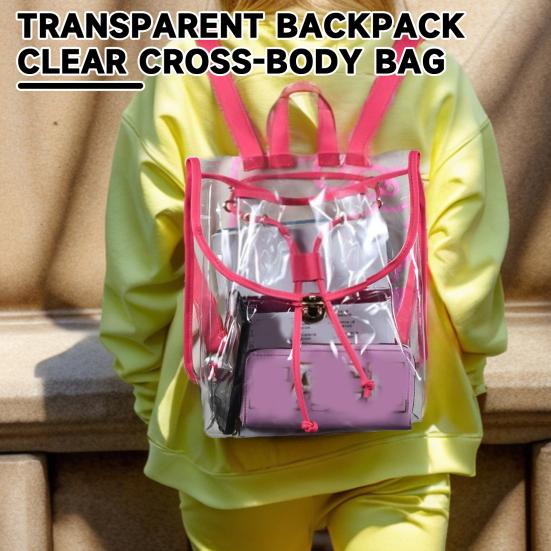 

Прозрачный рюкзак из ПВХ, одобренный стадионом, водонепроницаемый прозрачный видимый рюкзак на шнурке для мужчин и женщин, подростковая уличная дорожная повседневная сумка, школьная сумка чёрный
