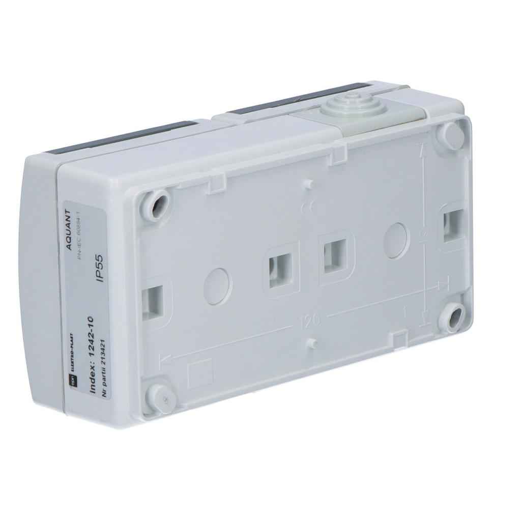 2-gang Surface-mounted Socket, IP55, Gray, AQUANT