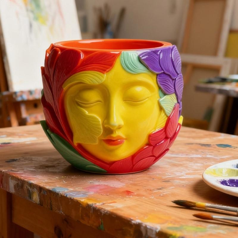 Silicone Planter Mold Double Girl Face Shape Flowerpot Molds for Resin Cement Concrete Unique Plant Containers Gifts