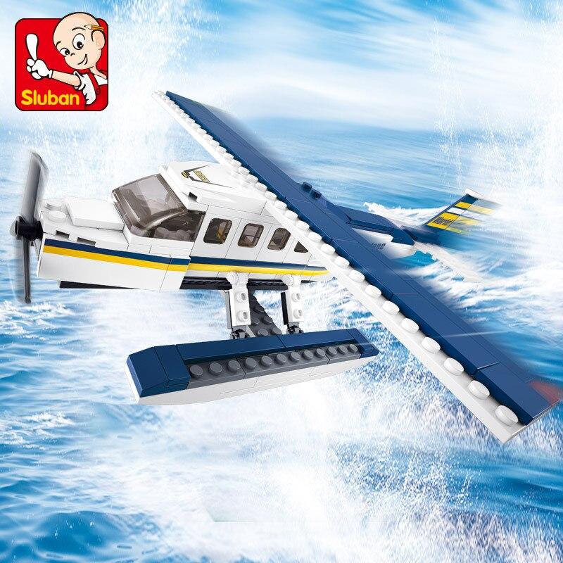 214PCS 0361 Military Navy Seaplane Airplane Model Building Blocks Sets Creator Bricks Educational Toys for Children