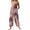 Womens Casual Overalls Jumpsuits Adjustable Straps Sleeveless Print Comfy Rompers With Pocket