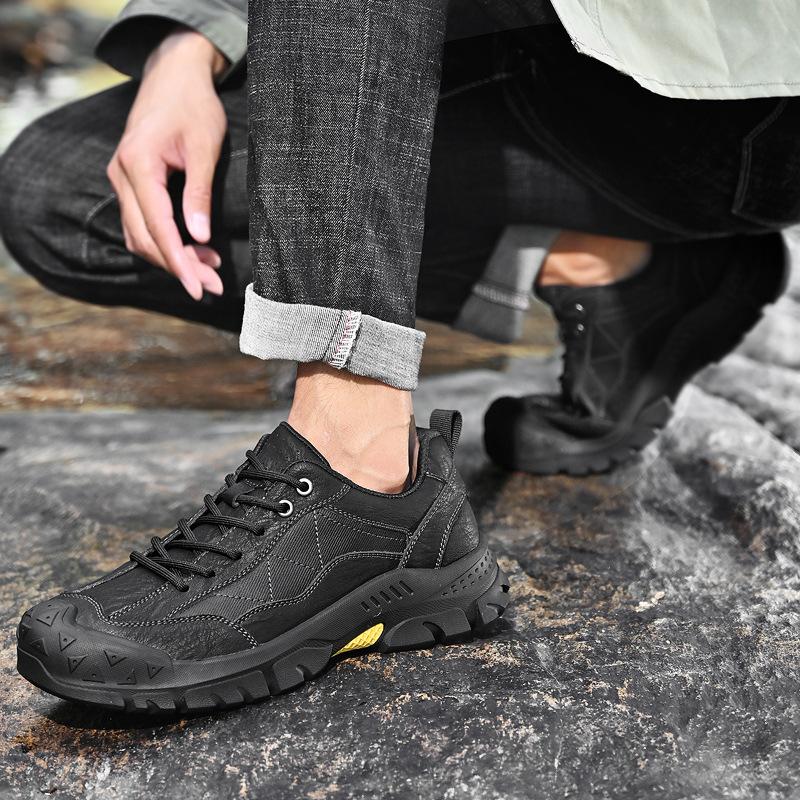 Pánské outdoorové boty 2025 podzim a zima nové sportovní a volnočasové boty s taškou, kulatou špičkou, silnou podrážkou, prodyšné, protiskluzové, horolezecké boty velké velikosti